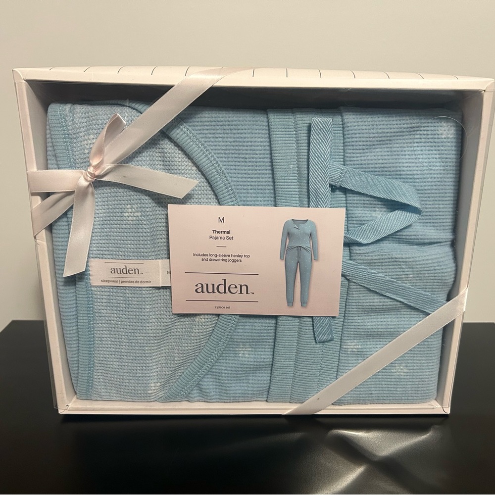 Auden light blue thermal pajama set. Size M. Never worn still in box.